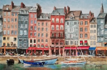 Painting titled "Honfleur" by Dominique Pochinot, Original Artwork, Acrylic