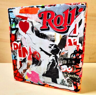 Sculpture titled "Banksy street pop" by Dr. Love, Original Artwork, Collages