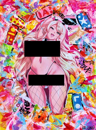 Painting titled "boobs explosion" by Dr. Love, Original Artwork, Acrylic