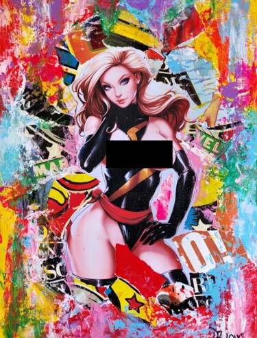 Painting titled "Ms. Marvel Sexy Pow…" by Dr. Love, Original Artwork, Acrylic