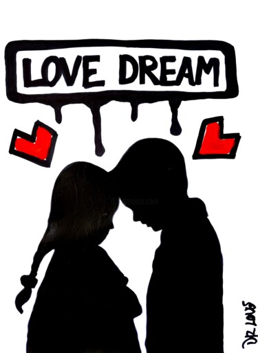 Schilderij getiteld "love dream" door Dr. Love, Origineel Kunstwerk, Acryl