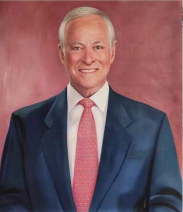Painting titled "Brian Tracy Portrait" by Dr. Magdalena Laabs, Original Artwork, Oil