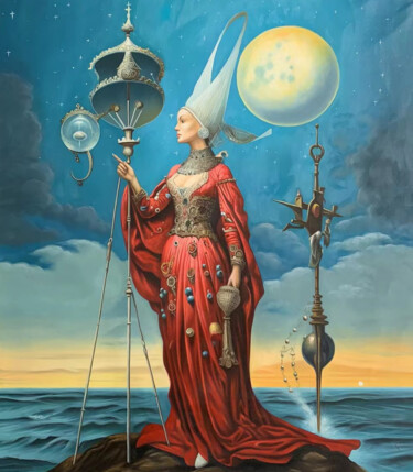 Painting titled "Amphitrite - Königi…" by Dr. Magdalena Laabs, Original Artwork, Oil