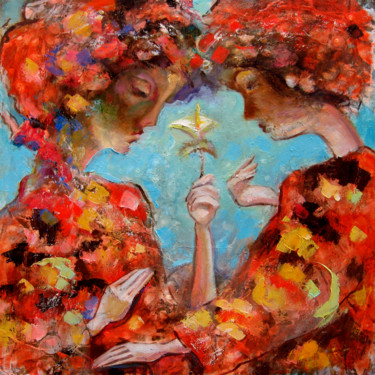Pittura intitolato "Flower" da Valdemart, Opera d'arte originale, Olio