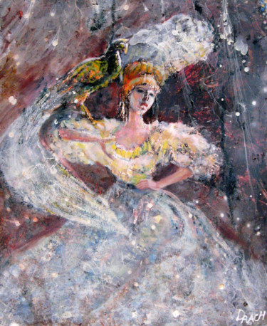 Peinture intitulée "Lady with peacock" par Valdemart, Œuvre d'art originale, Huile