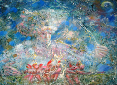 Peinture intitulée "Heavenly conductor" par Valdemart, Œuvre d'art originale, Huile