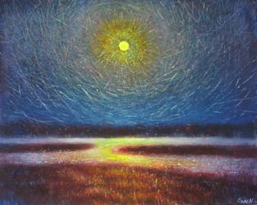 Painting titled "Moonlight" by Valdemart, Original Artwork, Oil