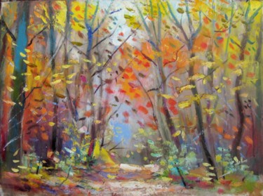 Malerei mit dem Titel "Autumn forest" von Valdemart, Original-Kunstwerk, Öl