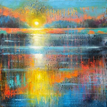 Malarstwo zatytułowany „Sunset 03” autorstwa Valdemart, Oryginalna praca, Olej Zamontowany na Drewniana rama noszy