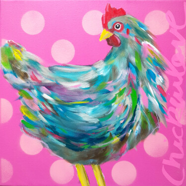 Pintura intitulada "Chickenlove #1" por Barbara Dräger, Obras de arte originais, Acrílico Montado em Armação em madeira
