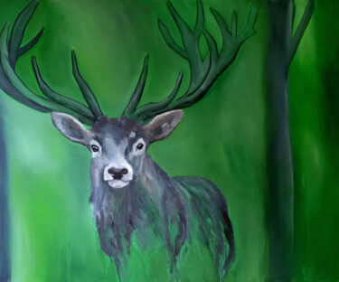 Painting titled "Im Wald" by Barbara Dräger, Original Artwork, Acrylic Mounted on Wood Stretcher frame