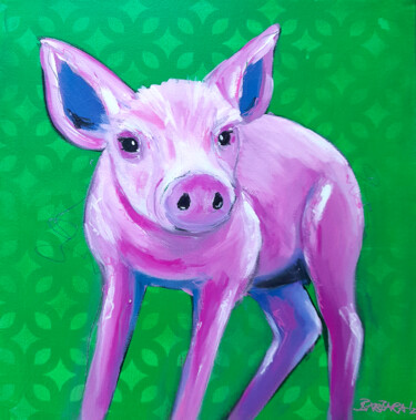 Malerei mit dem Titel "Glücksschwein - Lit…" von Barbara Dräger, Original-Kunstwerk, Acryl Auf Keilrahmen aus Holz montiert
