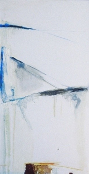 Painting titled "blue bridge but not" by Draga, Original Artwork