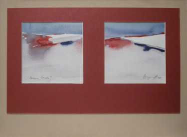 Painting titled "Red hills" by Draga, Original Artwork, Watercolor