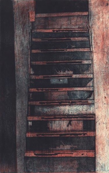 Printmaking titled "Staircase /stepenis…" by Dragan Sovilj, Original Artwork, Etching