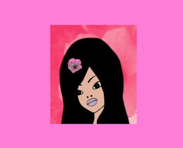 Digital Arts titled "Girl with Flower #a…" by Dada, Original Artwork, 2D Digital Work