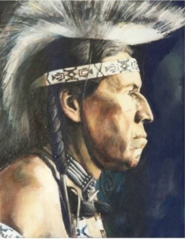 Indian chief Painting titled "Indian chief" by Dragoljub Jovicic, Original Art, Oil