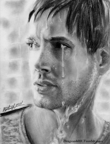 Dessin intitulée "Jensen Ackles" par Anastasia Malashenko, Œuvre d'art originale, Crayon