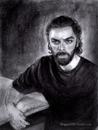 Dessin intitulée "Aidan Turner" par Anastasia Malashenko, Œuvre d'art originale, Crayon