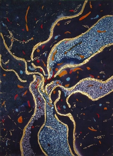 Картина под названием "Andromeda Spiral" - Iwona Zawadzka, Подлинное произведение искусства, Масло