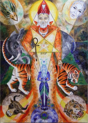 Malerei mit dem Titel "Mystic Compendium" von Dragos Bagia, Original-Kunstwerk, Öl