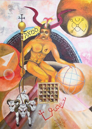 Painting titled "Samael" by Dragos Bagia, Original Artwork, Oil