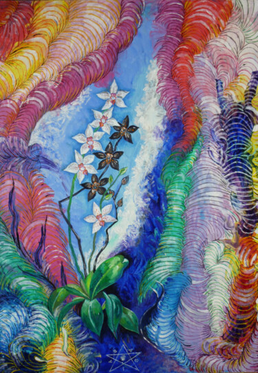 Painting titled "Mystic Orchid" by Dragos Bagia, Original Artwork, Oil
