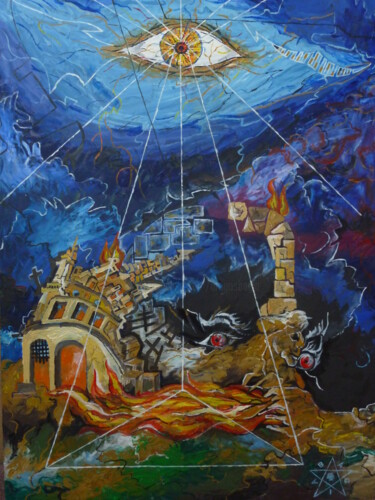Painting titled "Hell's Gate" by Dragos Bagia, Original Artwork, Oil
