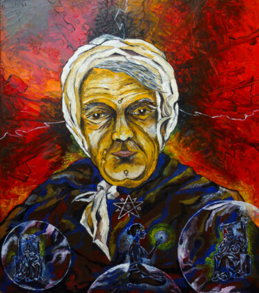 Painting titled "OLD WITCH" by Dragos Bagia, Original Artwork, Oil