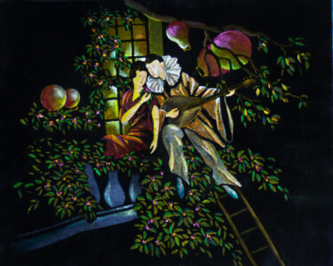 Painting titled "Night Melody" by Dragos Bagia, Original Artwork, Oil