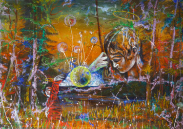 Schilderij getiteld "Coursed Forest" door Dragos Bagia, Origineel Kunstwerk, Olie