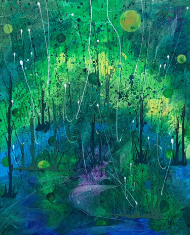 Peinture intitulée "Emerald Forest" par Dragos Bagia, Œuvre d'art originale, Huile