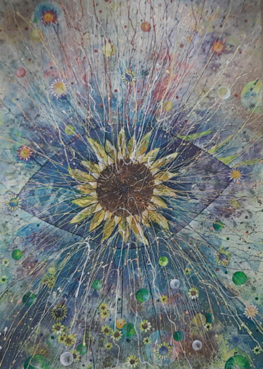 Painting titled "THE SUN-FLOWER" by Dragos Bagia, Original Artwork, Oil