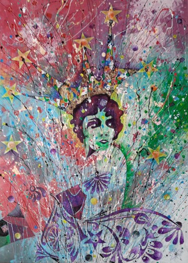 Painting titled "THE QUEEN OF PENTAC…" by Dragos Bagia, Original Artwork, Oil