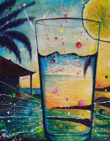 Peinture intitulée "HAPPY HOUR" par Dragos Bagia, Œuvre d'art originale, Huile