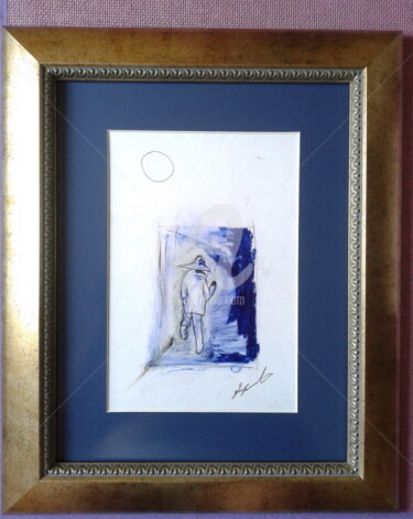 Dibujo titulada "Van Gog na plavom p…" por Dragoslav Čupić, Obra de arte original, Lápiz