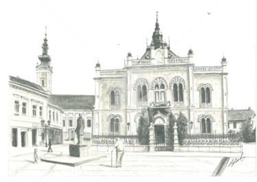 Dessin intitulée "Bishop's palace wit…" par Dragoslav Čupić, Œuvre d'art originale, Crayon