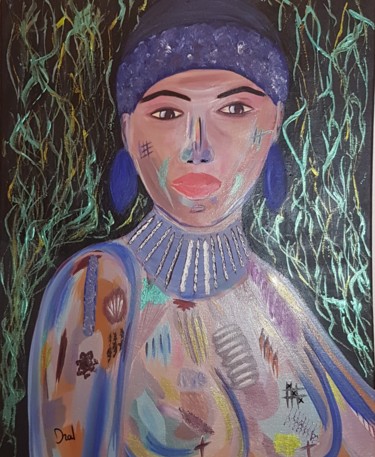 Painting titled "Nania" by Dral Art, Original Artwork, Acrylic Mounted on Wood Stretcher frame