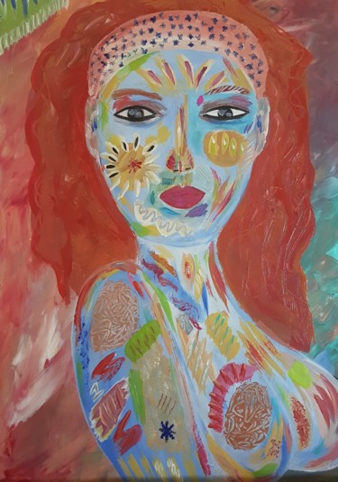 Painting titled "Monique" by Dral Art, Original Artwork, Acrylic Mounted on Wood Stretcher frame