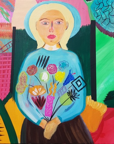Painting titled "Olga" by Dral Art, Original Artwork, Acrylic Mounted on Wood Stretcher frame