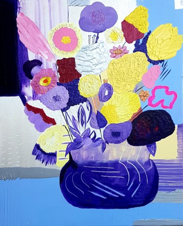 Painting titled "Bouquet33" by Dral Art, Original Artwork, Acrylic Mounted on Wood Stretcher frame