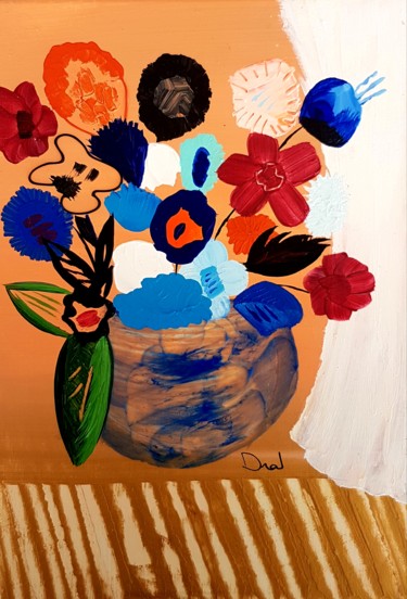 Painting titled "Bouquet63" by Dral Art, Original Artwork, Acrylic Mounted on Wood Stretcher frame