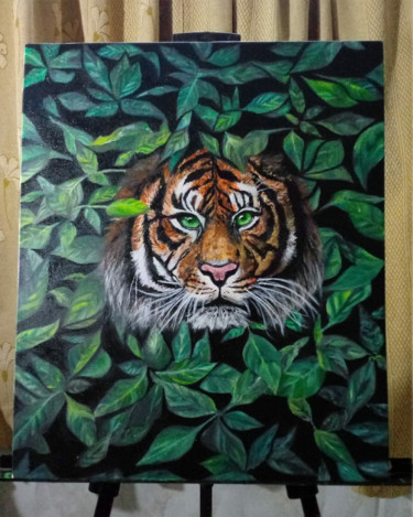Malerei mit dem Titel "TIGER" von Drashti [Artist], Original-Kunstwerk, Öl