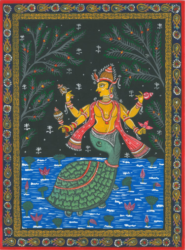 Painting titled "Kurma avtar of Lord…" by Drashti [Artist], Original Artwork, Watercolor