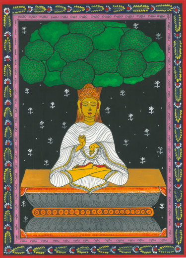 Pittura intitolato "Buddha avtar of Lor…" da Drashti [Artist], Opera d'arte originale, Acquarello