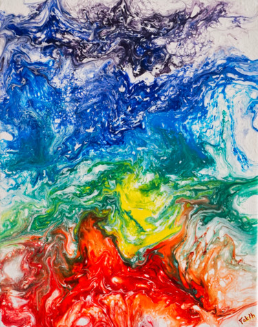 Painting titled "Chakra Colors" by Fatih Beser, Original Artwork, Acrylic