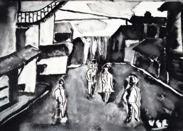 Painting titled "Down the street- Mo…" by Gayathri Rao V, Original Artwork, Acrylic