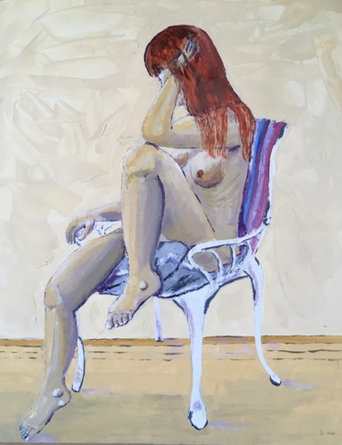 Painting titled "Seated Figure" by Simon Farnell, Original Artwork, Acrylic