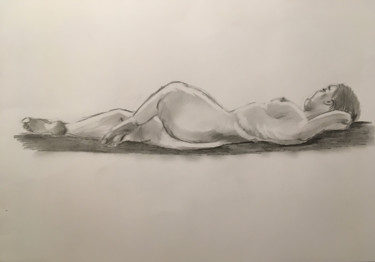 Dessin intitulée "Reclining Nude" par Simon Farnell, Œuvre d'art originale, Crayon