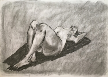 Zeichnungen mit dem Titel "Reclining figure st…" von Simon Farnell, Original-Kunstwerk, Kohle